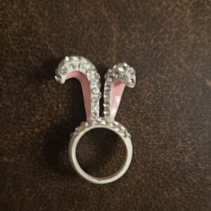 Pink and Silver Bunny Ears Ring